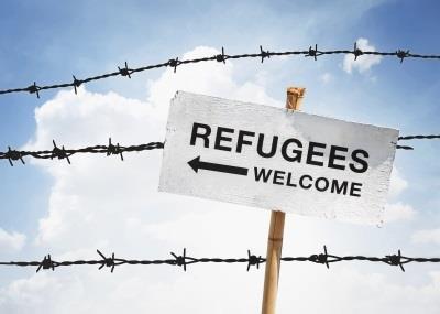 Refugees welcome sign