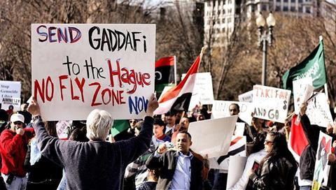 A protest in front of the White House in support of protesters and rebels throughout the Middle East.
