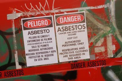 danger asbestos health and safety skip