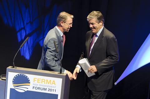 Peter den Dekker and Josef Ackermann at the Ferma Forum, 2011