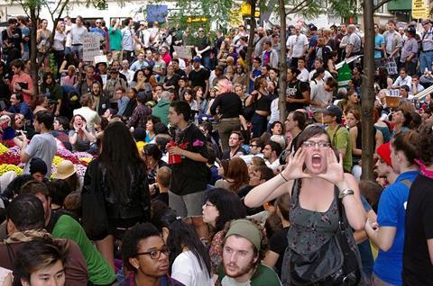 Occupy Wall Street protester camp in Zuccotti Park