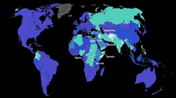 Maplecroft terrorist risk map